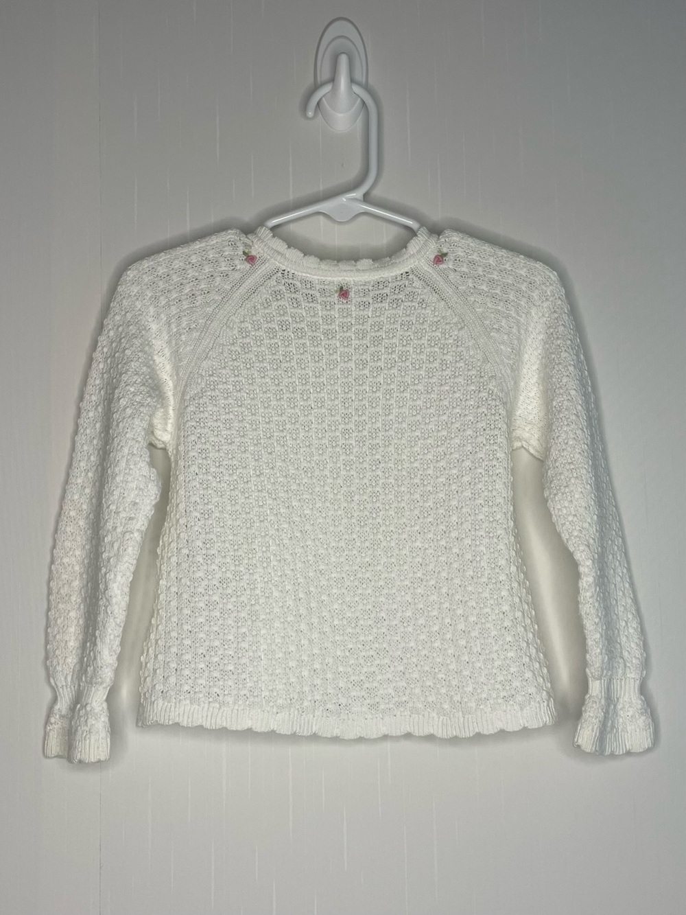 Vintage 2005 Gymboree White Knit Cardigan
Sweater with Pink Rosettes 18-24M - Picture 6 of 12